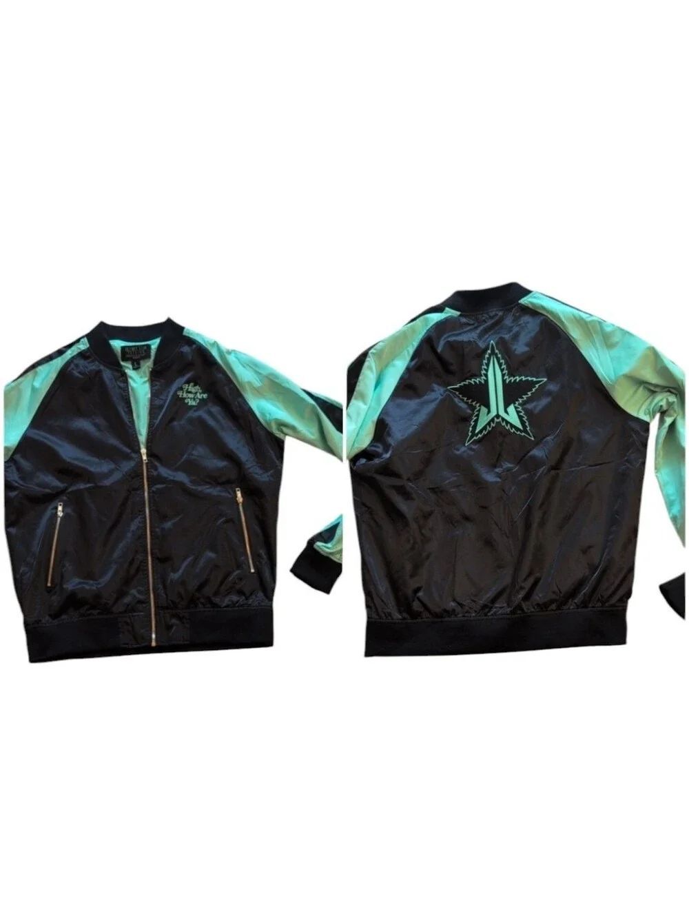 Jeffree Star Black Green Gold Bomber Jacket High How Are Ya? Unisex Size L